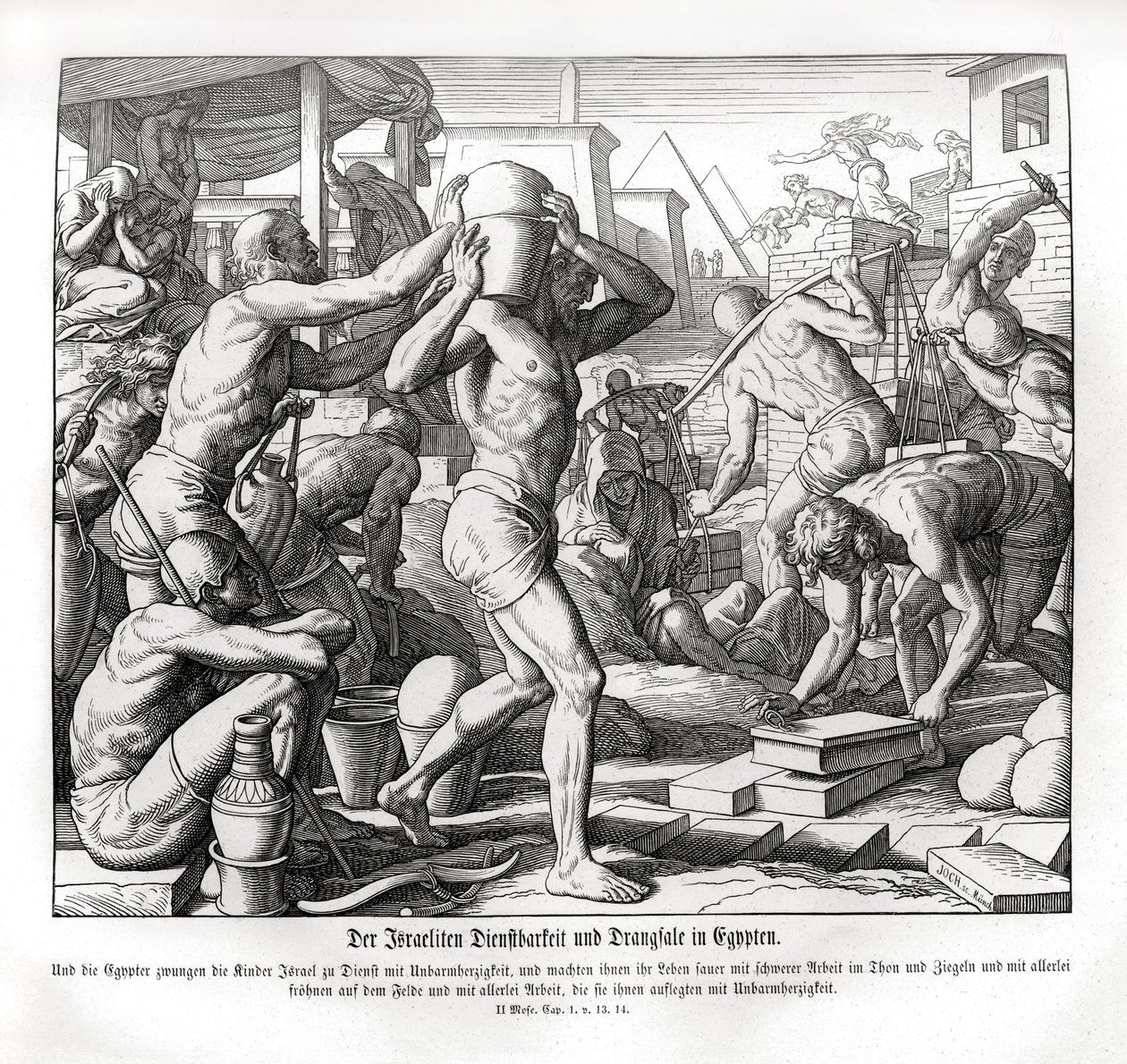 Izraelici są zniewoleni w Egipcie, Exodus autorstwa Julius Schnorr von Carolsfeld