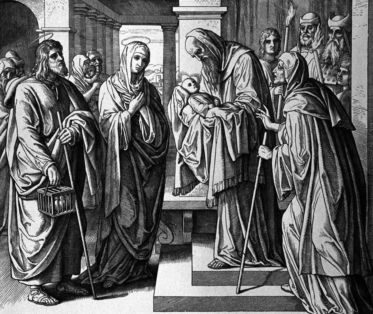 Ofiarowanie Dzieciątka Jezus w Świątyni autorstwa Julius Schnorr von Carolsfeld