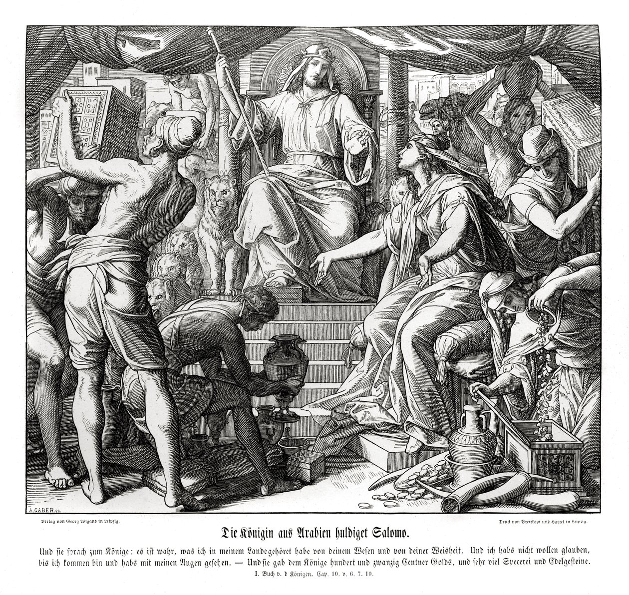 Królowa Saby oddaje cześć królowi Salomonowi autorstwa Julius Schnorr von Carolsfeld