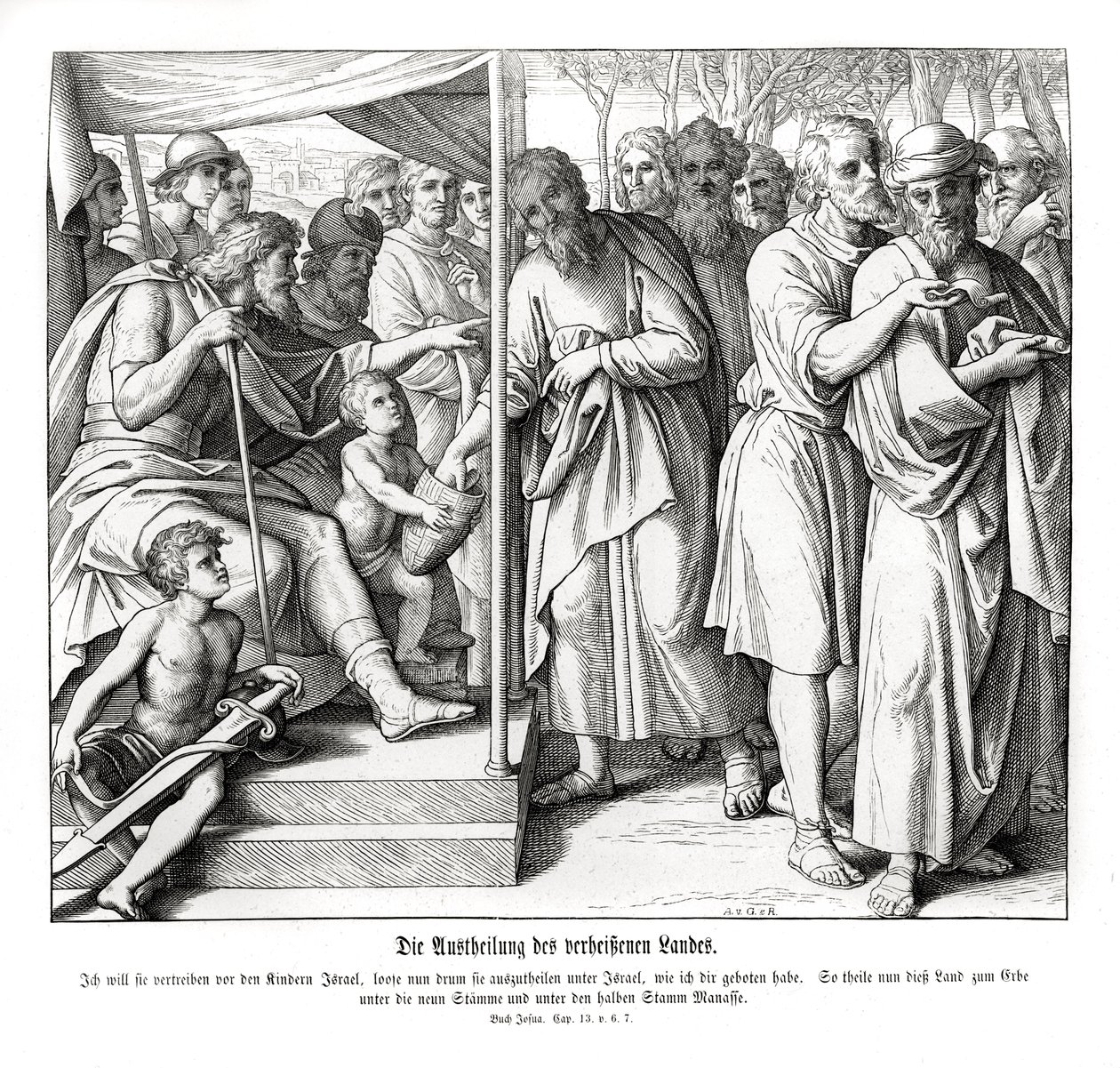 Podział ziemi obiecanej, Jozue autorstwa Julius Schnorr von Carolsfeld