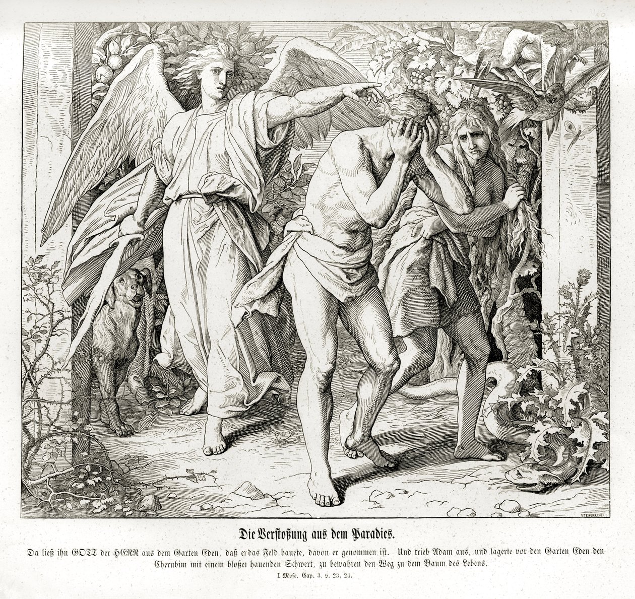 Wygnanie z raju, Genesis autorstwa Julius Schnorr von Carolsfeld