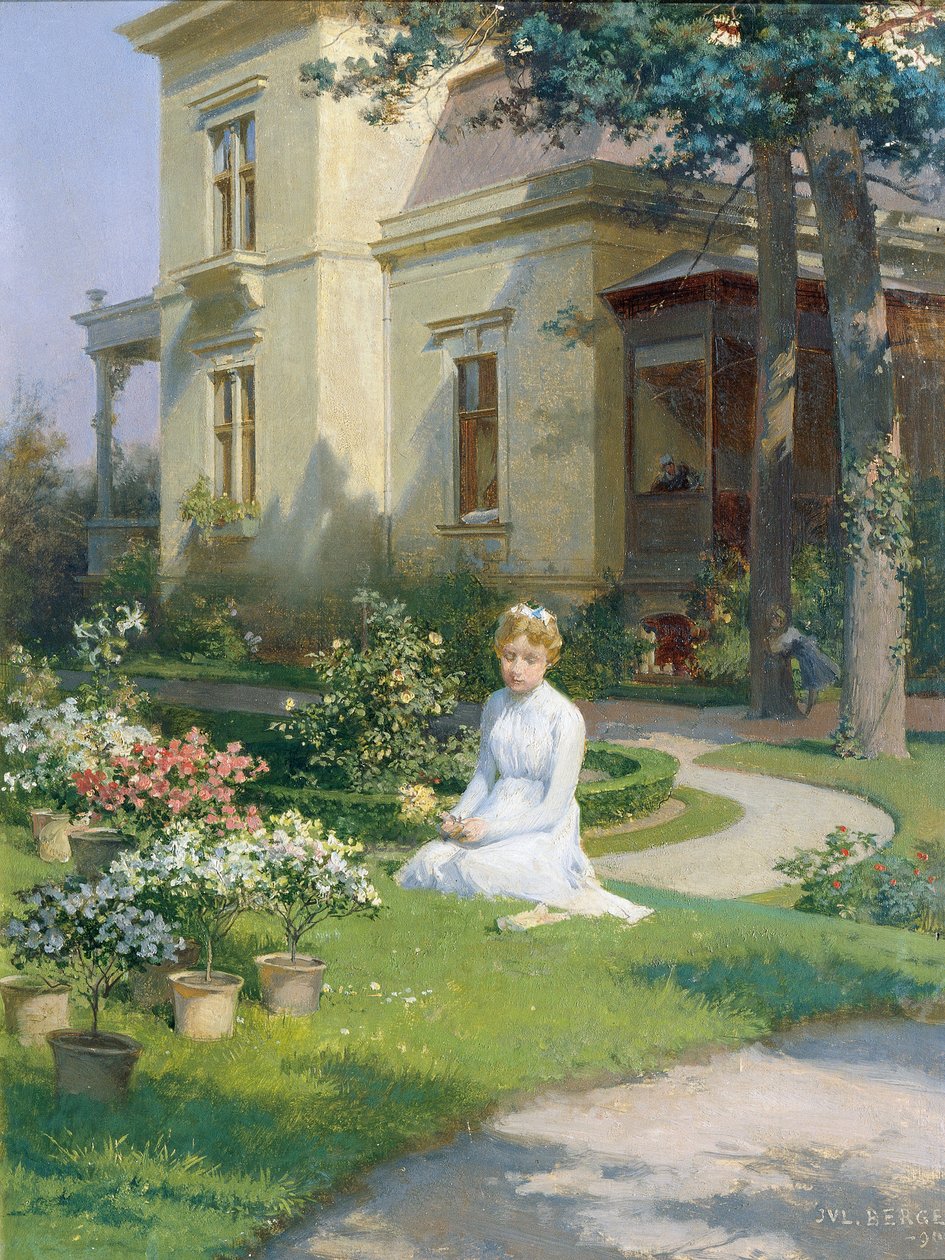 Dziewczyna w ogrodzie willi autorstwa Julius Victor Berger