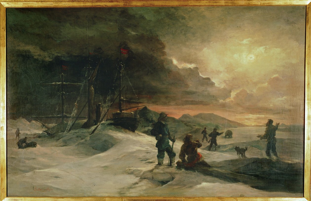 Dwóch austriackich oficerów, Julius von Payer i Karl Weyprecht ... (obraz na płótnie) autorstwa Julius Von Payer