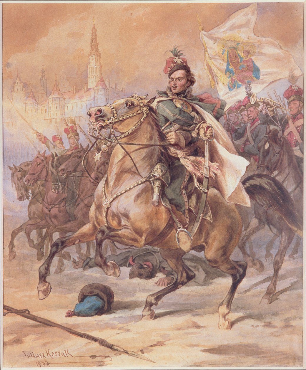 Kazimierz Puławski (1747-79) pod Częstochową, grudzień 1770, 1883 (wc na tekturze) autorstwa Juliusz Fortunat Kossak