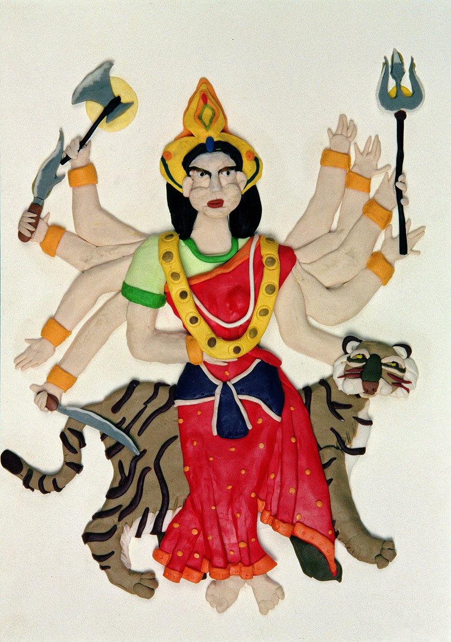 Durga (olej i glina na papierze) autorstwa Jung Sook Nam