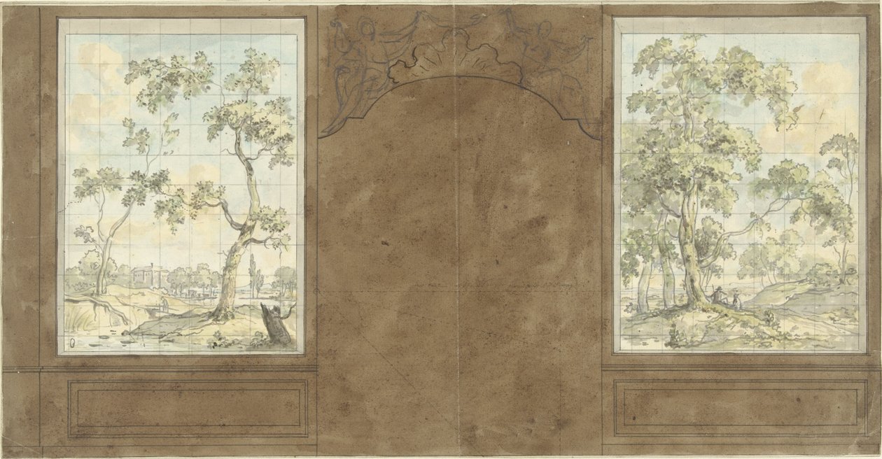 Projekt ściany w sali Jana de Groota, Keizersgracht 187 autorstwa Jurriaan Andriessen