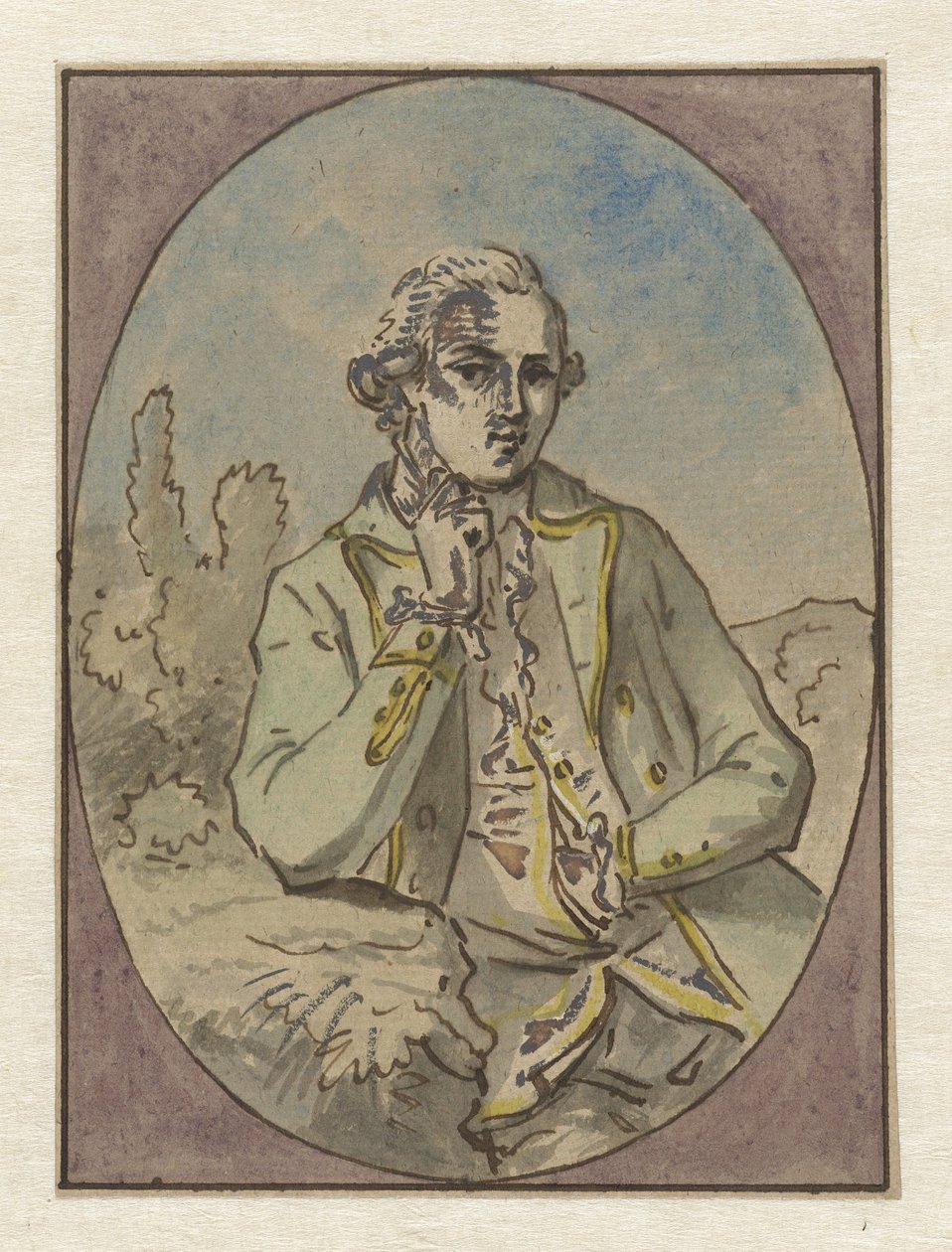 Portret nieznanego mężczyzny, owalny autorstwa Jurriaan Andriessen