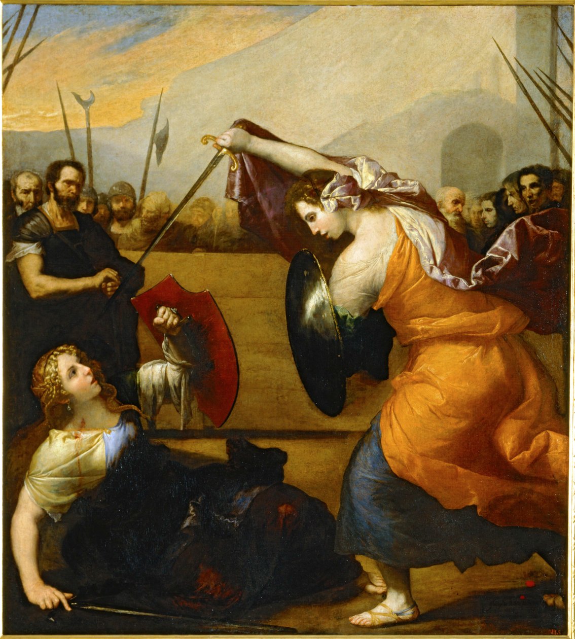 Pojedynek Isabelli de Carazzi i Diambra de Pottinella ... (obraz na płótnie) autorstwa Jusepe de (1591-1652) Ribera