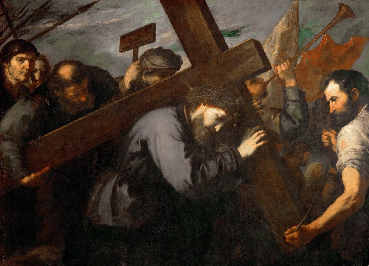 Jesus portant la Croix - Chrystus niosący krzyż - Jose de Ribera (1591-1652). olej na płótnie, ok. 1635. Wymiar: 144x198 cm. Muzeum Historii Sztuki, Wiedeń autorstwa Jusepe de Ribera