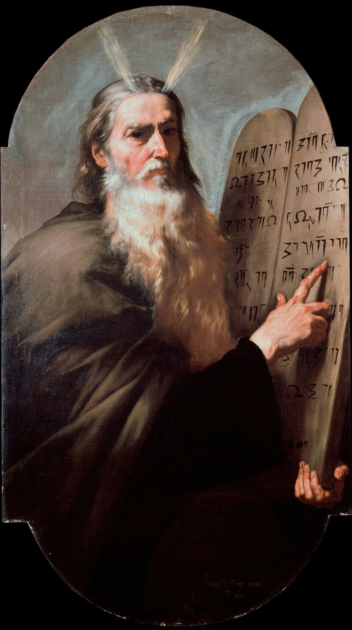 Mojżesz Prorok jest przedstawicielem trzymającym Tablice Prawa. Obraz Josepha de Ribera przedstawiający Spagnoletto (1591-1652) 1638 wym. 168x97 cm Neapol, Muzeum San Martino autorstwa Jusepe de Ribera