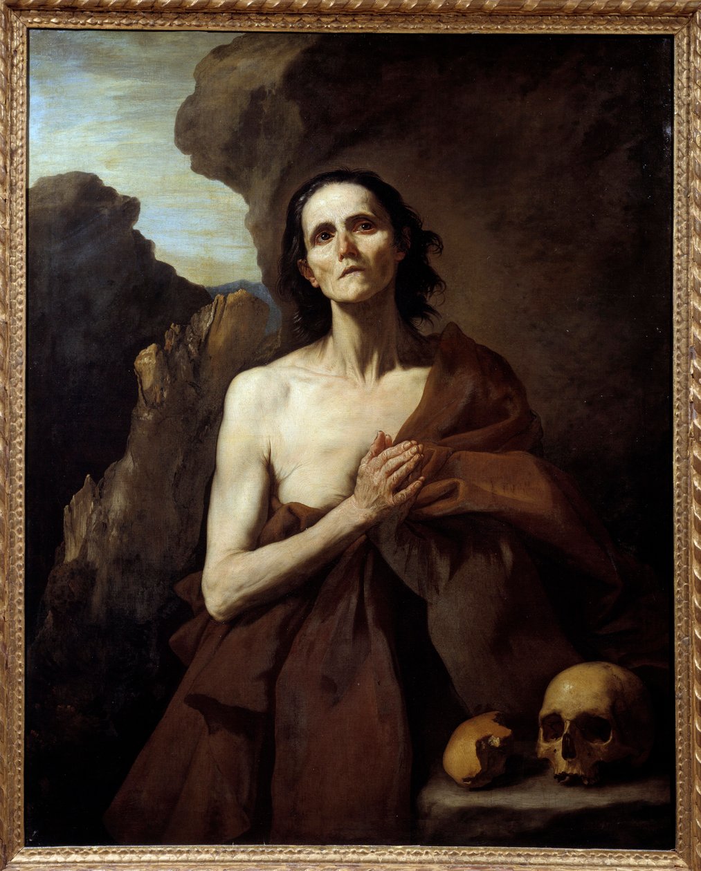 Portret św. Marii Egipcjanki, pokutnicy na pustyni Malarstwo (Vanita) Jose de Ribera dit il Spagnoletto „Hiszpan”” (1591-1652) autorstwa Jusepe de Ribera