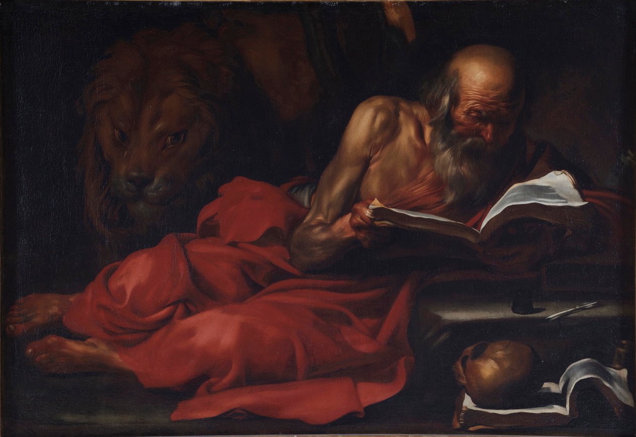 „Reprezentacja św. Hieronima” (św. Hieronim ze Stridonu, 347-420) Obraz Jose de Ribera (1591-1652) wym. 103,2x149 cm Villa Margherita, Bordighera autorstwa Jusepe de Ribera