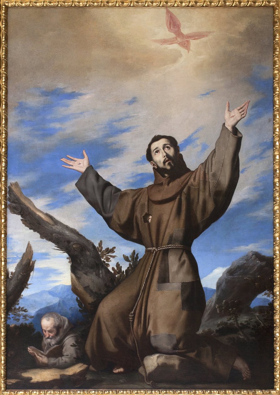 Stygmatyzacja św. Franciszka z Asyżu. Obraz warsztatu Jose de Ribera dit il Spagnoletto „Hiszpan” (1591-1652), olej na płótnie autorstwa Jusepe de Ribera