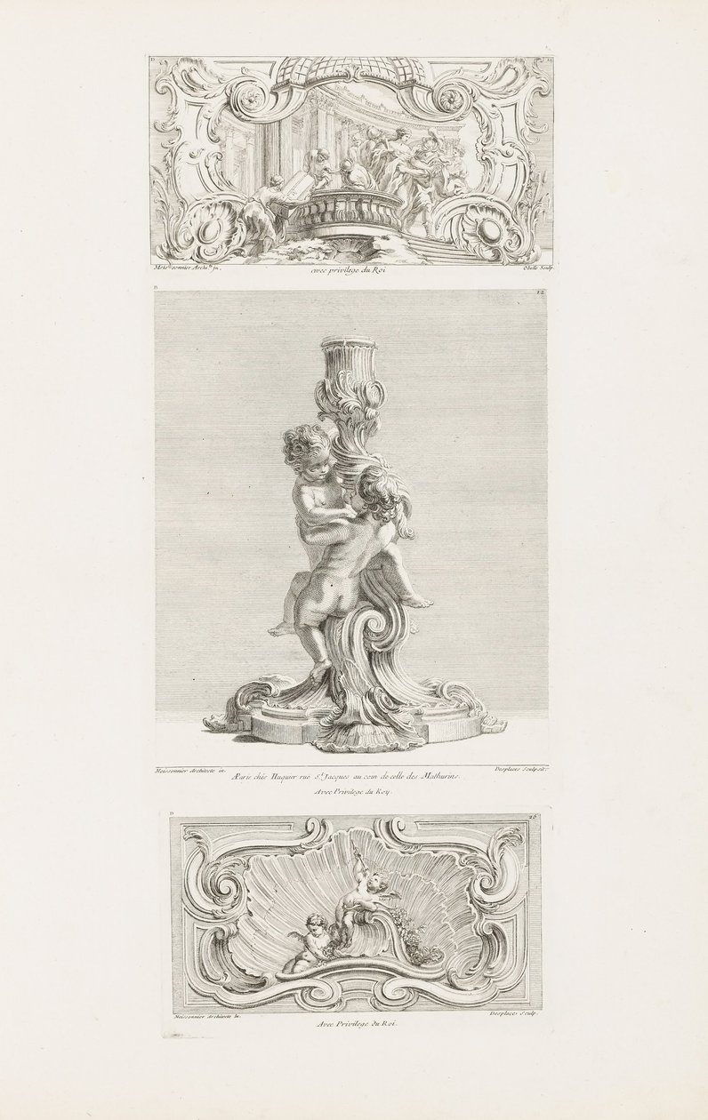 Tablica ozdobna przedstawiająca porwanie Hélène, pl. 24 w Dziele Juste-Aurèle Meissonnier autorstwa Juste Aurèle Meissonnier