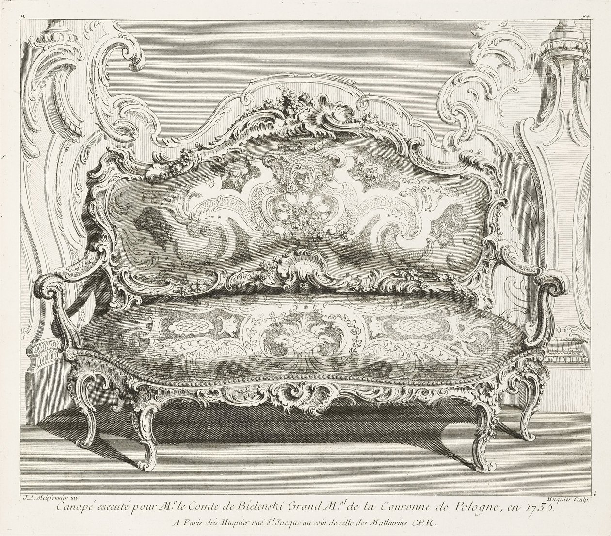 Sofa wykonana dla hrabiego Bielińskiego wielkiego mistrza Korony Polskiej w 1735 r.; Sofa wykonana dla hrabiego Bielińskiego w 1735 r., 4. płyta autorstwa Juste Aurèle Meissonnier
