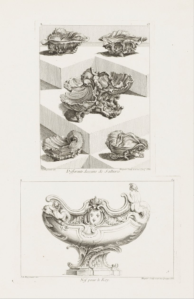 Różne Desseins de Sallieres (Różne Projekty Naczyń Solnych), pl. 63 w Dziele Juste-Aurele autorstwa Juste Aurèle Meissonnier