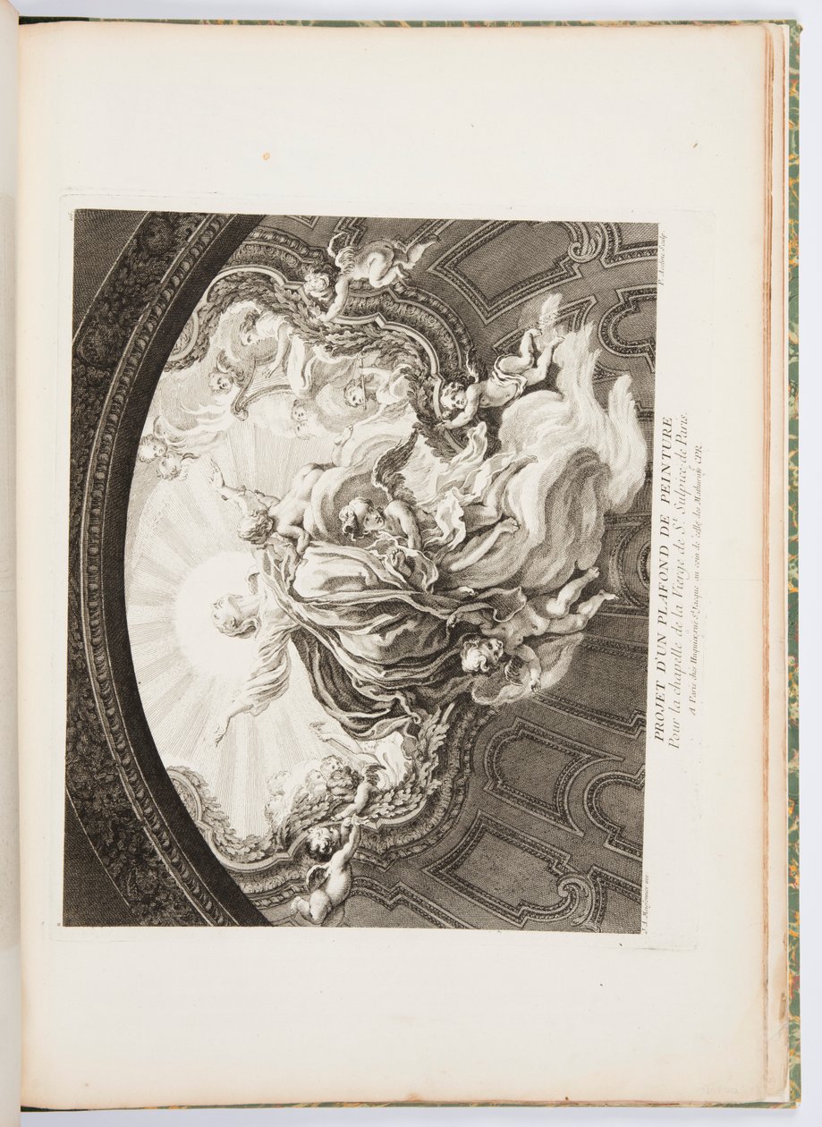 Projekt Malowanego Sufitu Kaplicy Dziewicy św. Sulpicjusza w Paryżu, płyta 105, w Oeuvres de Juste-Aurèle Meissonnier (Dzieła Just-Aurèle Meissonnier) autorstwa Juste Aurèle Meissonnier