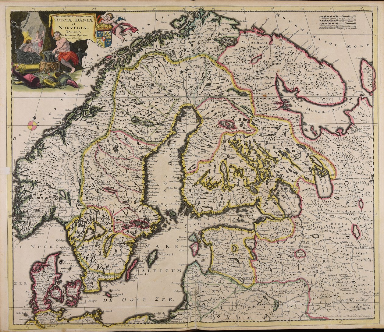 Najdokładniejsza mapa królestw Szwecji, Danii i Norwegii autorstwa Justus Danckerts