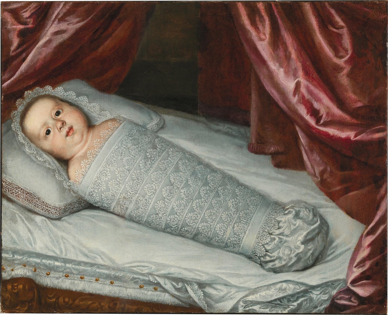 Portret niemowlęcia Kosmy III Medyceusza w szatach. autorstwa Justus Sustermans