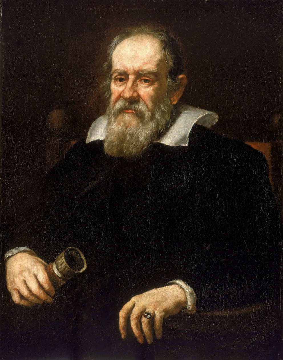 Portret Galileusza znanego jako Galileo Galilei, włoskiego astronoma (1564-1642) Malarstwo szkoły Sustermanów. autorstwa Justus (school of) Sustermans
