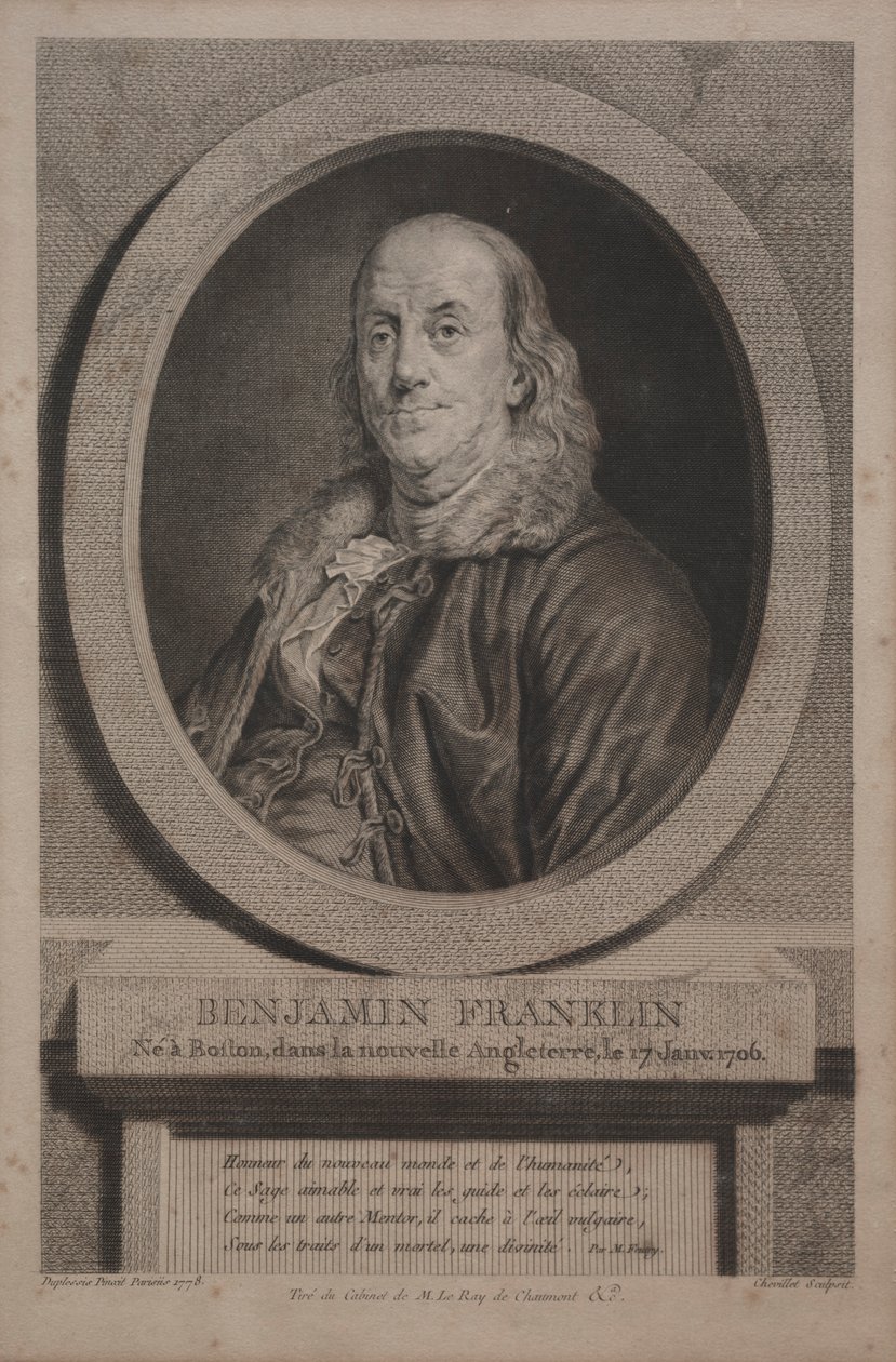 Benjamin Franklin, 1779. autorstwa Justus Chevillet