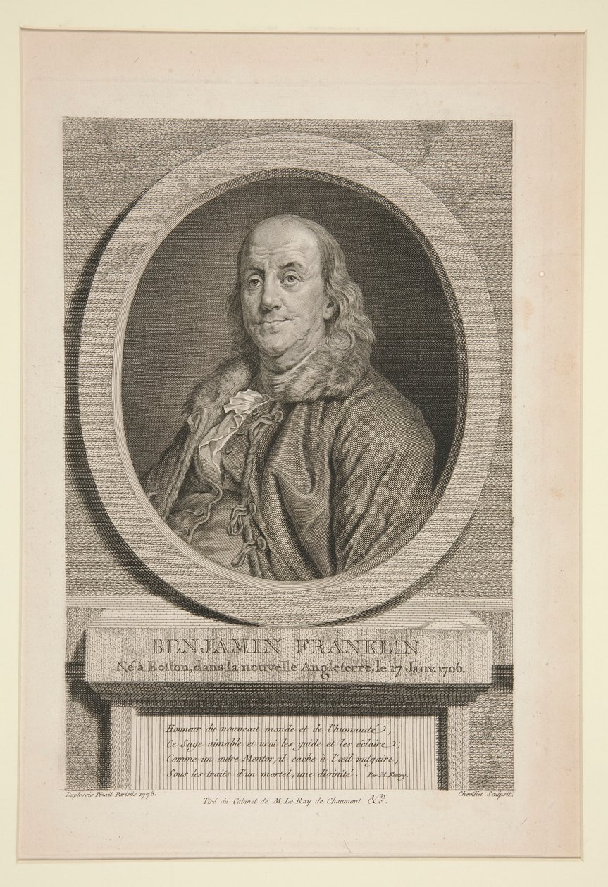Benjamin Franklin, urodzony w Bostonie w Nowej Anglii, 17 stycznia 1706 r. autorstwa Justus Chevillet
