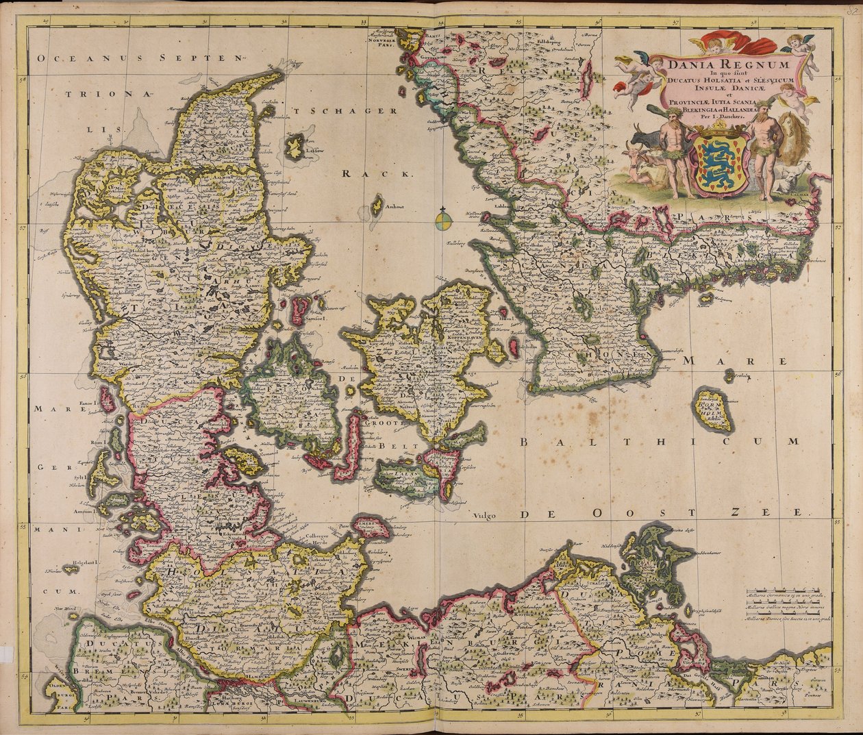 Dania regnum : in quo sunt ducatus Holsatia et Slesvicum insulae Danicae et provinciae Iutia Scania Blekingia et Hallandia autorstwa Justus Danckerts