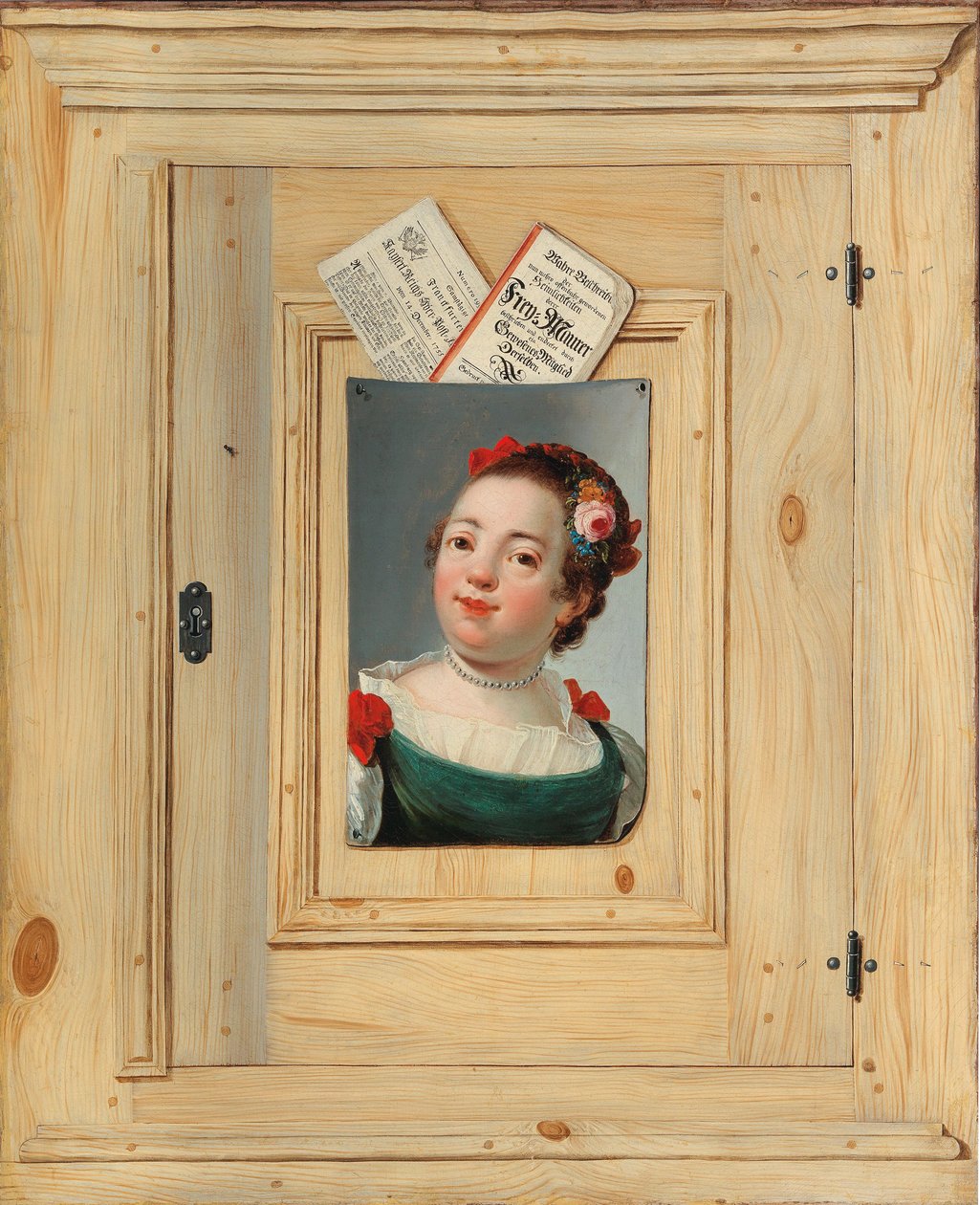 Trompe loeil z portretem młodej kobiety, 1755. autorstwa Justus Juncker