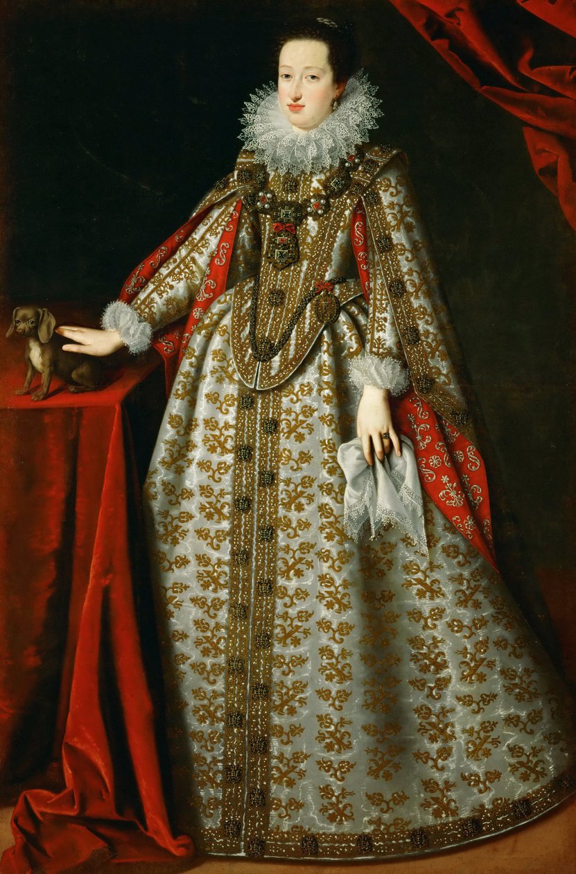 Eleoonore de Gonzague (ou de Mantoue) - Portret Eleonory Gonzagi (1598-1655), w sukni ślubnej - Justus (Giusto, Joost) Sustermans (1597-1681). olej na płótnie autorstwa Justus Sustermans