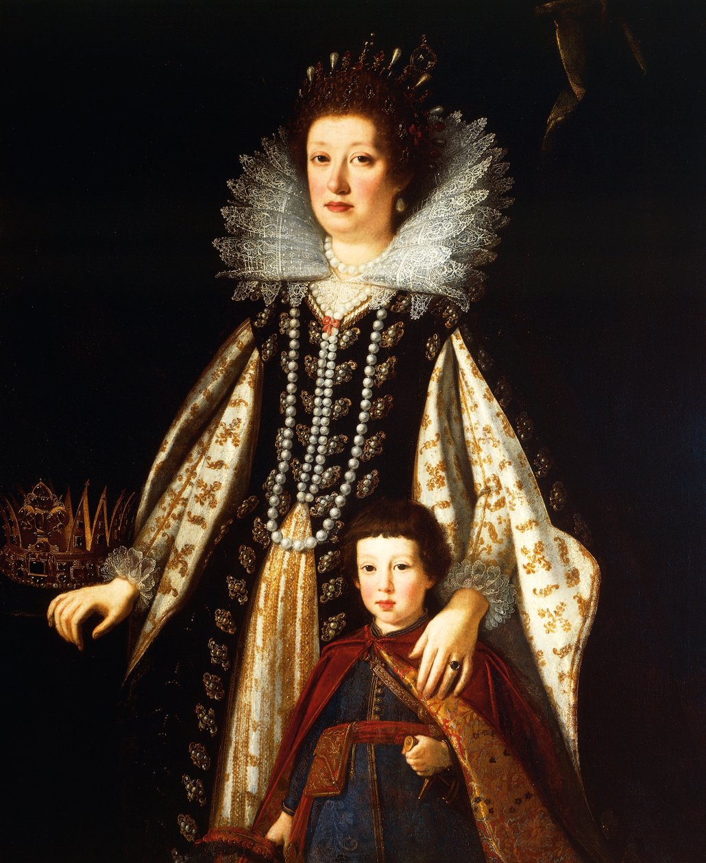 Portret arcyksiężnej Marii Magdaleny Austrii z synem Ferdynandem II autorstwa Justus Sustermans
