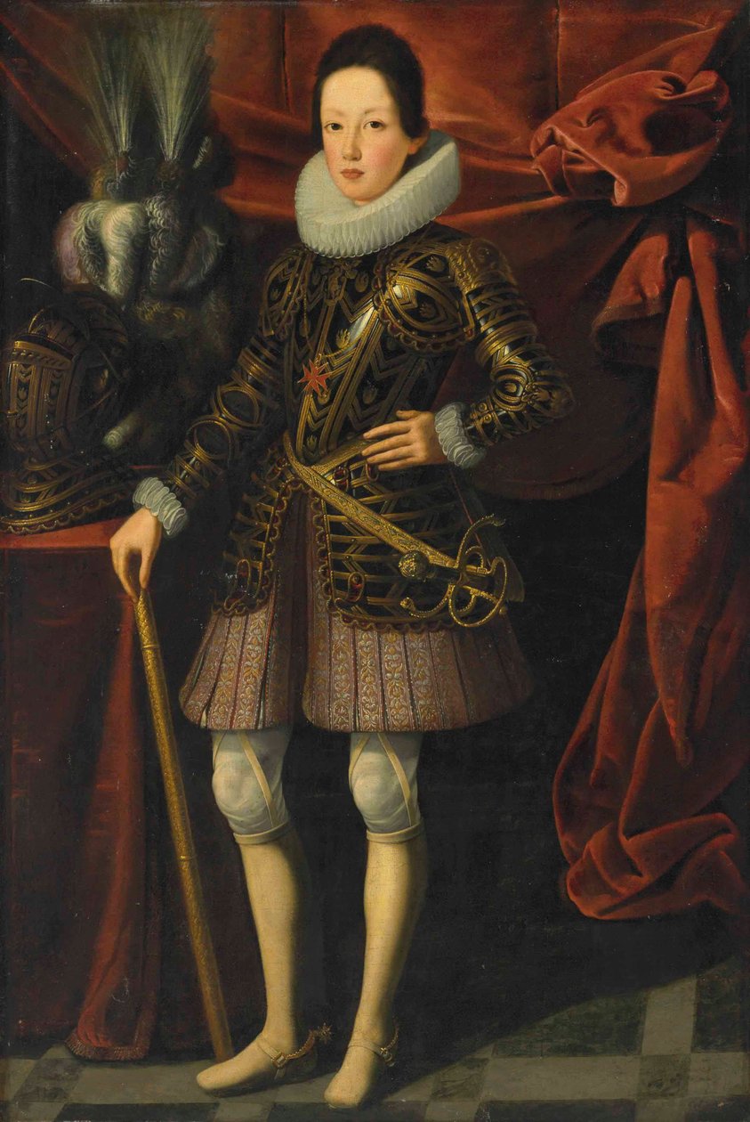Portret młodego Ferdynanda II Medyceusza (1610-1670), wielkiego księcia Toskanii, w zbroi autorstwa Justus Sustermans