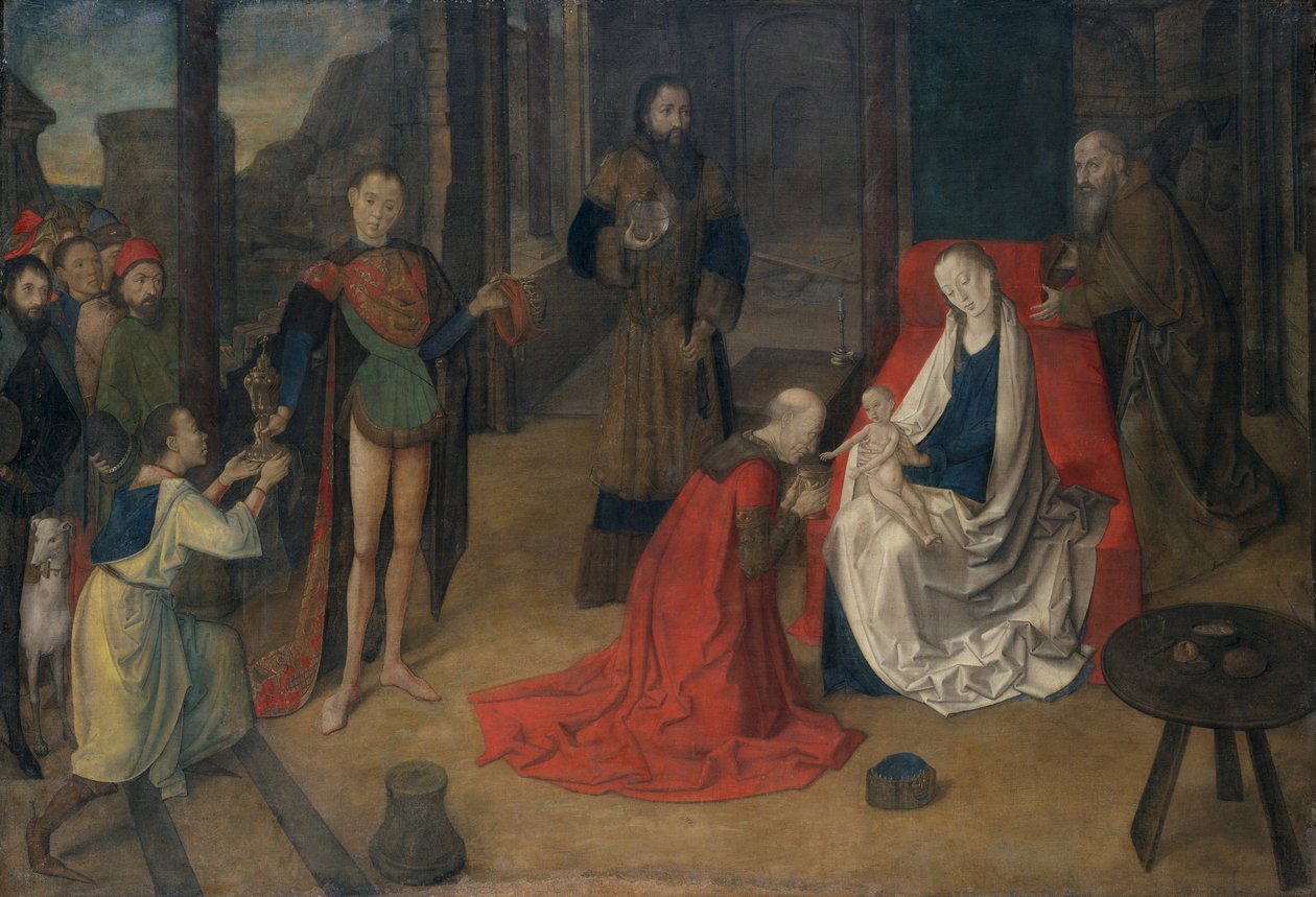 Adoracja Trzech Króli, ok.1465 autorstwa Justus of Ghent