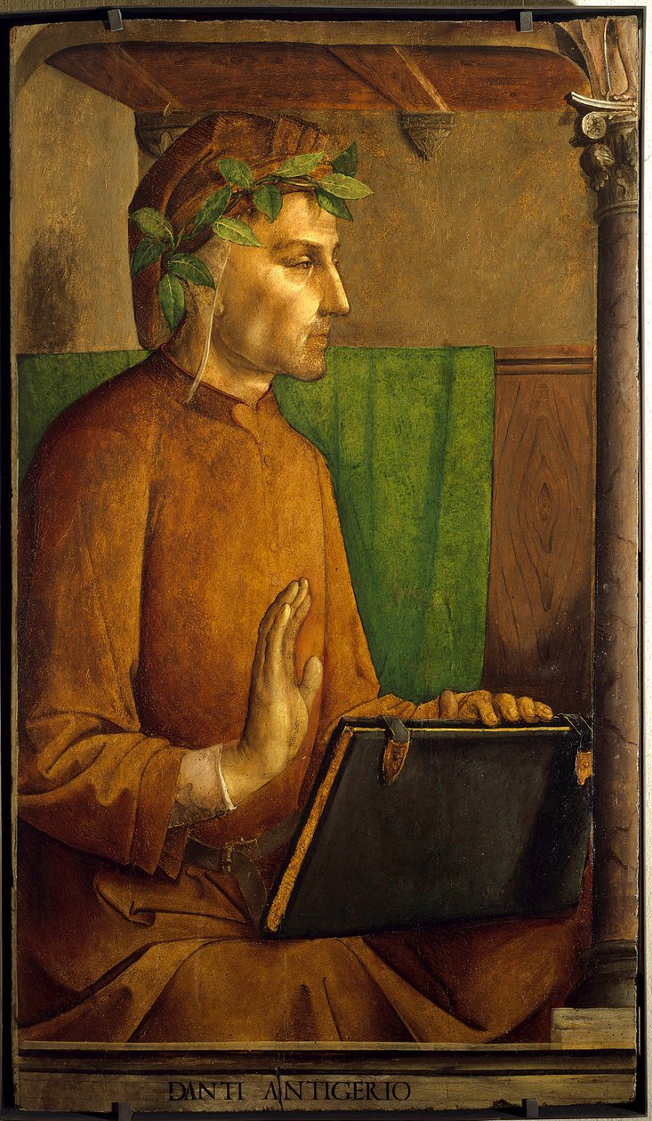 Portret poety – Dante Alighieri (1265-1321) Obraz Juste De Ghent (1435-1480) XV wiek, olej na drewnie, wym. 1,15 x 0,64 m. Paryż. Musee Du Louvre - Portret poety Dante Alighieri (1265-1321). Obraz Juste de Ghent (1435-1480) autorstwa Justus van (c.1435 c.1480) Gent