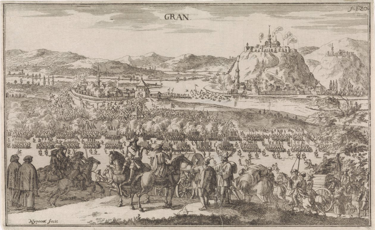 Żużel bij Párkány w 1683 Gran (tytuł na obiekcie) autorstwa Justus van den Nijpoort