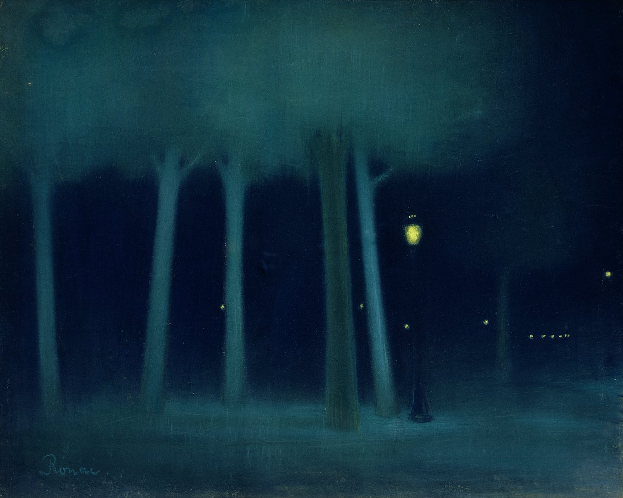 Park nocą, ok. 1892-95 (pastel na płótnie) autorstwa József Rippl Rónai
