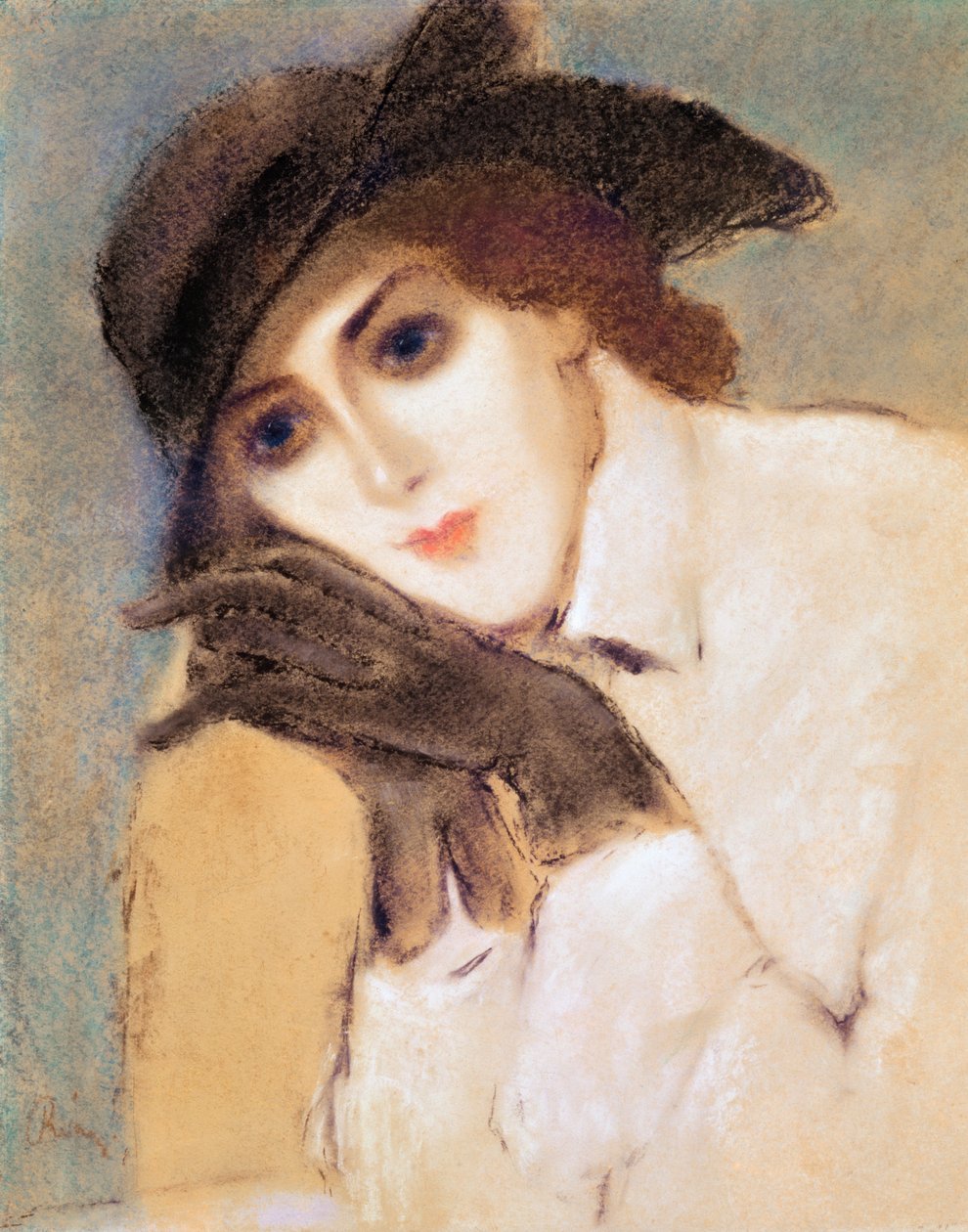 Kobieta w czarnych rękawiczkach (portret Zorki Banyai) (pastel) autorstwa József Rippl Rónai