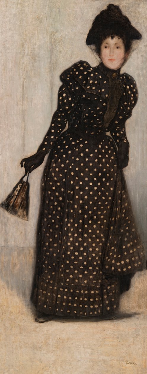 Kobieta w białej sukience w kropki, 1889. autorstwa József Rippl Rónai
