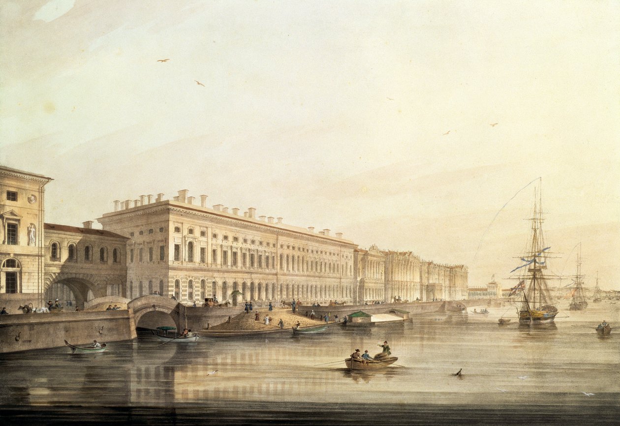 Widok na bulwar pałacowy, ryt Karl Pietrowicz Beggrov (1799-1875), 1826 (lit z wc) autorstwa K. and Shiflard, S. Sabat