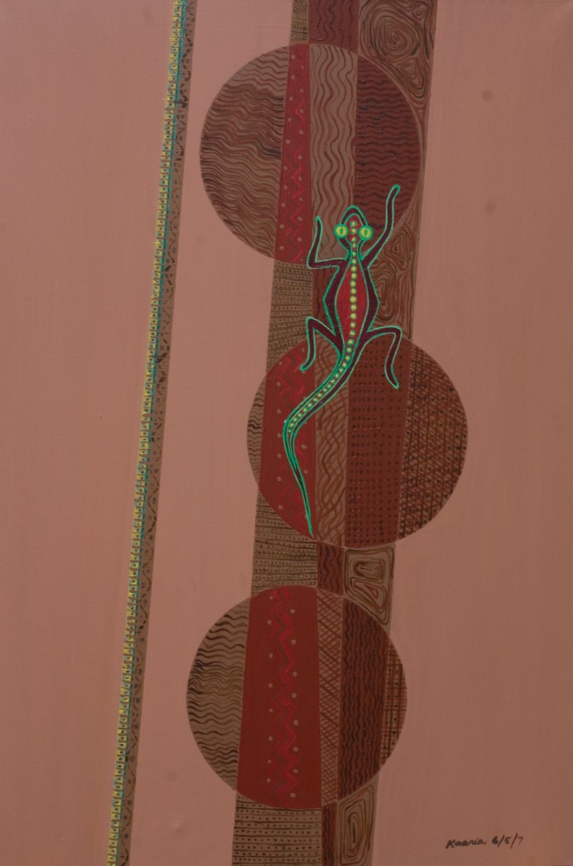 Jaszczurka aborygeńska, 2007 (olej i akryl na płótnie) autorstwa Kaaria Mucherera