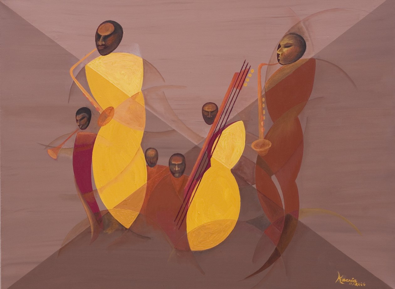 Mango Jazz, 2006 (olej i akryl na płótnie) autorstwa Kaaria Mucherera