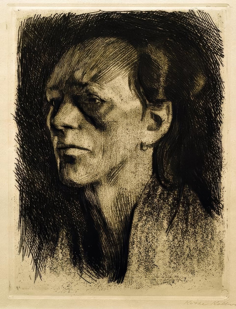 Robotnica (z kolczykiem) autorstwa Käthe Kollwitz