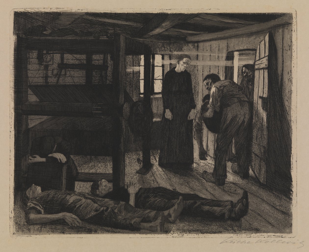 Zamieszki tkaczy - koniec autorstwa Käthe Kollwitz