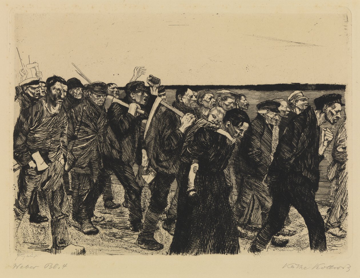 Powstanie tkaczy - pociąg tkaczy autorstwa Käthe Kollwitz