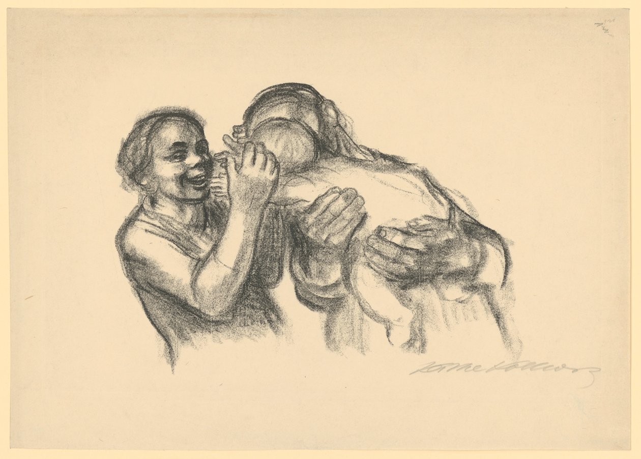 Rodzice z dzieckiem (wydanie Deutsche Bildkunst-Hilfe e. V., Lipsk) autorstwa Käthe Kollwitz