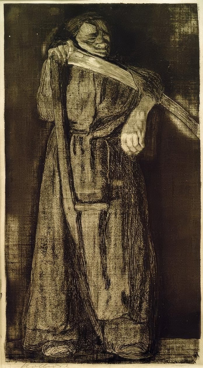 Kobieta z kosą autorstwa Käthe Kollwitz