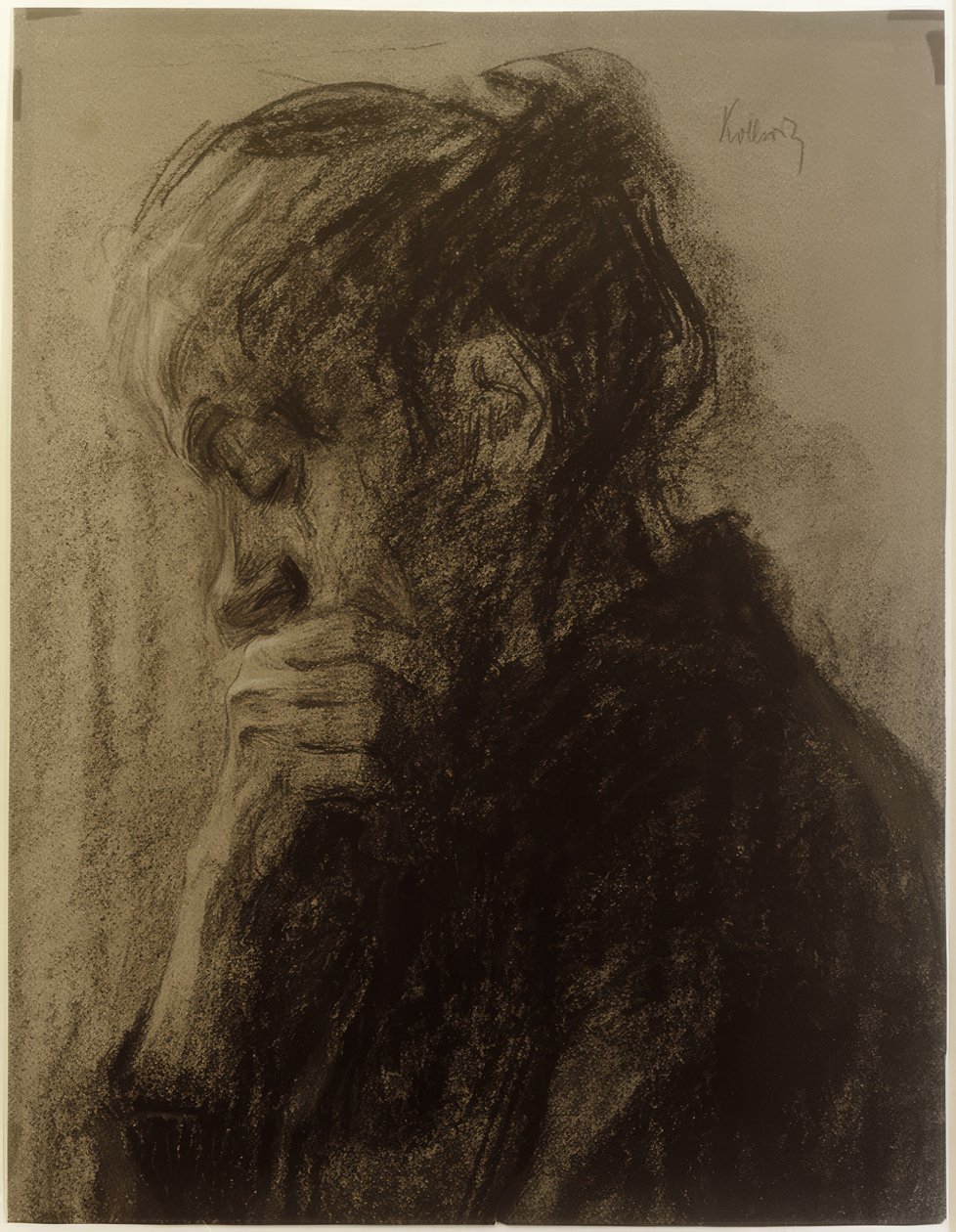 Głowa kobiety w profilu autorstwa Käthe Kollwitz