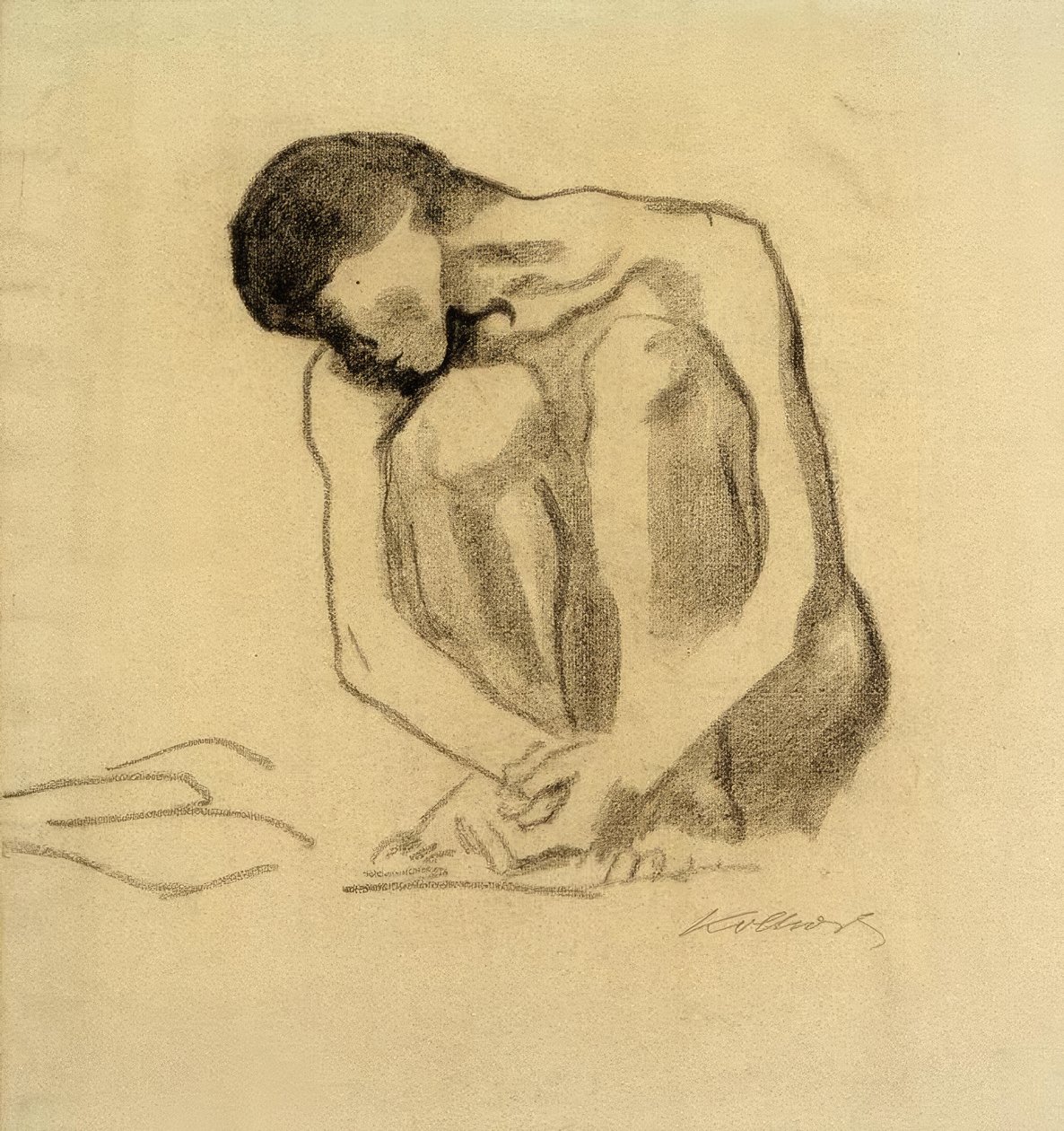 K. Kollwitz, Kucający akt kobiecy autorstwa Käthe Kollwitz