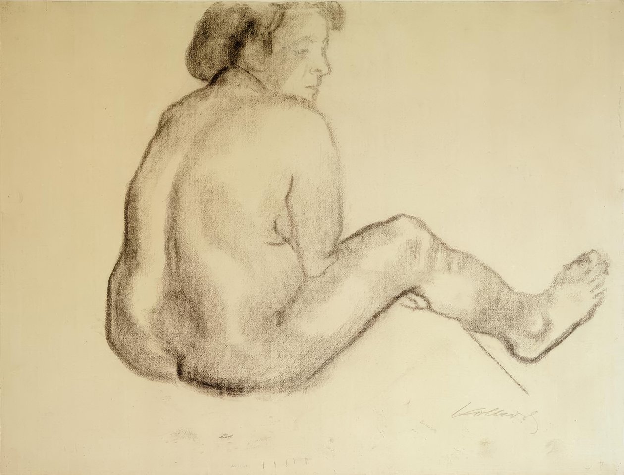 Käthe Kollwitz, siedząca naga kobieta od tyłu do prawej autorstwa Käthe Kollwitz