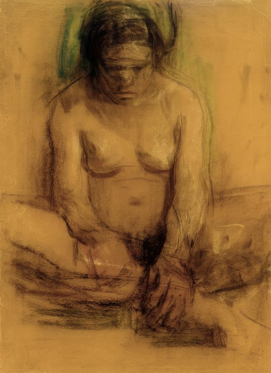Käthe Kollwitz, Siedząca kobieta nago autorstwa Käthe Kollwitz