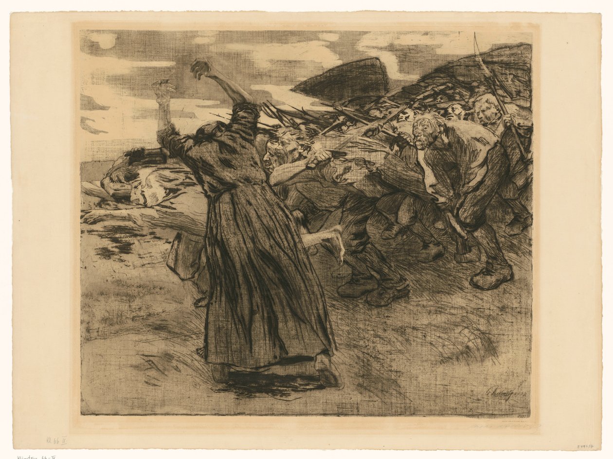 Oddzielony arkusz (arkusz 5 z „Bauernkrieg”, 9. wersja) autorstwa Käthe Kollwitz